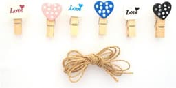 Houten Knijpers - Mini Decoratie - Foto's Ophangen - Met Jute Koord - 24 Stuks - Natuurlijk — thumbnail 5