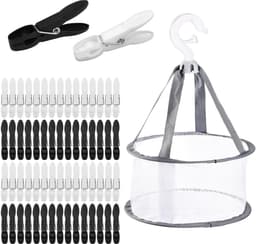 Dailygoods- Wasknijpers Set van 60 - Antislip Kunststof Wasknijpers - Wasknijpermandje - Windbestendige Wasknijpers - Beschermt Kleding - Afmetingen 7,3 x 2,5 cm - Wasknijperset — thumbnail 1