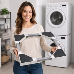 SQOON® Universeel tussenstuk wasmachine/wasdroger - Stapelkit met spanband - Geschikt voor o.a. Bosch, Siemens, AEG, Samsung, LG, Whirlpool - Veilige & ruimtebesparende stapeloplossing — thumbnail 3