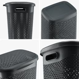 Wasmand met Deksel - Wasbox Linnenmand - Huishoudelijk Gebruik - Lichtgewicht Kunststof - 55 Liter Capaciteit - Grijs — thumbnail 3