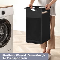 Wasmand Met Opbergplank 65L – Wasgoedmand Met Metalen Frame 50×33×72 cm – Wasmand Voor Badkamer en Wasruimte — thumbnail 3
