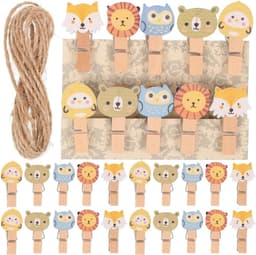 100 Stuks Houten Wasknijpers met Bosdieren Design voor Foto's, Knutselen en Decoratie, Mini Fotoclips van Natuurlijk Hout, 3,50 x 2,00 x 0,50 cm — thumbnail 1