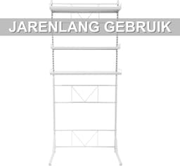 Wasmachine opbergplank – Voor badkamer en wasruimte – 3-laags multifunctioneel rek voor handdoeken en opslag – Wit — thumbnail 4