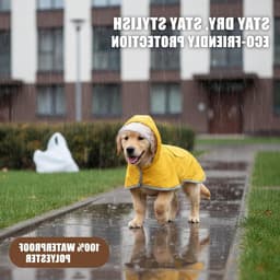 Waterproof Hondenregenjas met Capuchon en Reflecterende Strepen voor Kleine en Grote Honden - Verstelbare Regenjas in Geel, M - XL — thumbnail 4