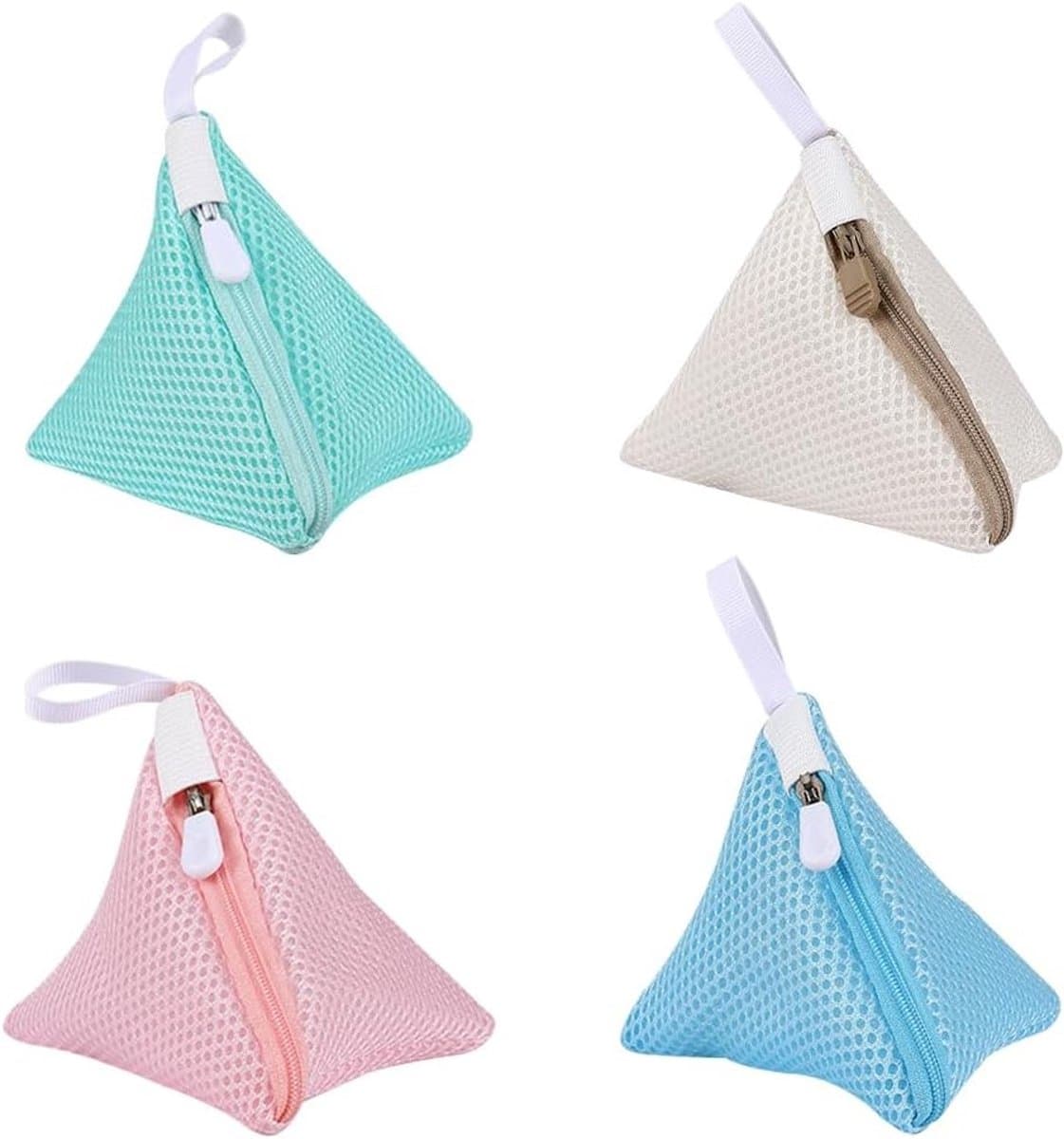 Mini Triangle Waszakken - 4 Stuks Mesh Waszakken met Rits voor Ondergoed, Sokken en Delicate Kleding - Ideaal voor de Wasmachine en Reizen (4 Kleuren) — afbeelding 1