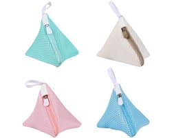 Mini Triangle Waszakken - 4 Stuks Mesh Waszakken met Rits voor Ondergoed, Sokken en Delicate Kleding - Ideaal voor de Wasmachine en Reizen (4 Kleuren)