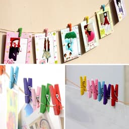 Kleine Houten Klemmen, 100 Stuks Mini Wasknijpers, Kleurrijke Houten Pegs voor Foto's, Collages en Postkaarten — thumbnail 4