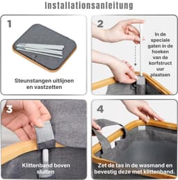 KAD® Wasmand 2 Vakken - Wasmand - Wassorteerder - Grijs - 40cm x 33cm x 70cm — thumbnail 2