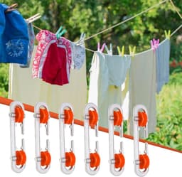 Waslijn Spreader - Waslijn Separator Katrol - Waslijnen Organiseren - Beschermt Tegen Slijtage - 6 stuks - Rood — thumbnail 5