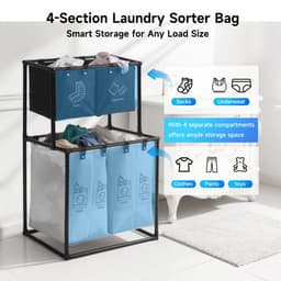 Wasmand 4 vakken-Wasmanden met 4 Afneembare Zakken -Duurzaam Materiaal- Inklapbaar Ontwerp- Dubbellaagse -Eenvoudige Installatie. — thumbnail 3