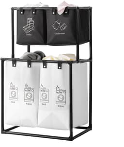 Wasmand 4 vakken-Wasmanden met 4 Afneembare Zakken -Duurzaam Materiaal- Inklapbaar Ontwerp- Dubbellaagse -Eenvoudige Installatie. — thumbnail 1