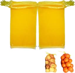 Fruitnetzakken - Mesh zakken - Boodschappen bewaren - Ventilerend ontwerp - 50 stuks - Geel — thumbnail 1