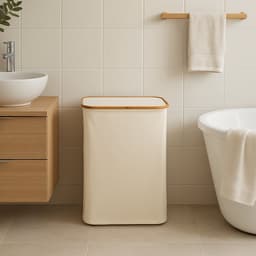 Alles & Co. XXL Wasmand 141 Liter - 3 Vakken Wassorteerder - Met Uitneembare Waszakken - Bamboe & Beige — thumbnail 5