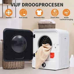 Mini wasdroger - ROLIPO - compacte luchtafvoerdroger 3 kg tot 4,5 kg - 830W - 5 programma’s - RVS trommel - meerlaagse filtratie - wandmontage - oververhittingsbeveiliging - energielabel G - wit - 49,5 x 43,5 x 59,5 cm — thumbnail 5