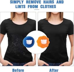 10 stuks Magische Haarverwijderingsspons - Haarabsorberende Spons voor de Was - Vlekverwijdering en Anti-Klitten Wasbal - Haarfilter - 6,5*6,5*5 cm - Voor Haarverwijdering in de Wasmachine - Oranje, Blauw — thumbnail 4