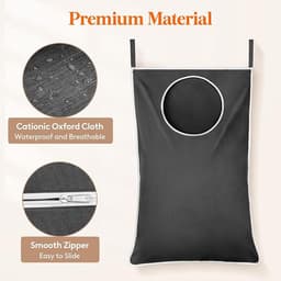 Hangende Waszak aan Deur, Grote Opvouwbare Vuile Wasmand, Wasmand Tas voor Badkamer en Slaapkamer, Opbergmand Vuile Was, Donkergrijs, Set van 2 — thumbnail 4