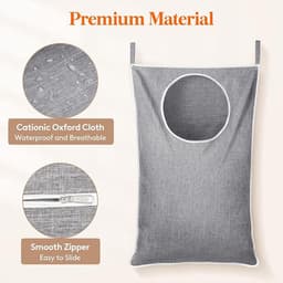 Hangende Waszak aan Deur, Grote Opvouwbare Vuile Wasmand, Wasmand Tas voor Badkamer en Slaapkamer, Opbergmand Vuile Was, Lichtgrijs, Set van 2 — thumbnail 2