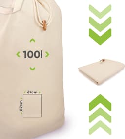 Waszak met handvat, extra comfort, set van 2, 67 x 87 cm, grote waszak voor op reis, 100% katoen [Öko-Tex gecertificeerd], grote waszak, waszak, vuilwaszak — thumbnail 3
