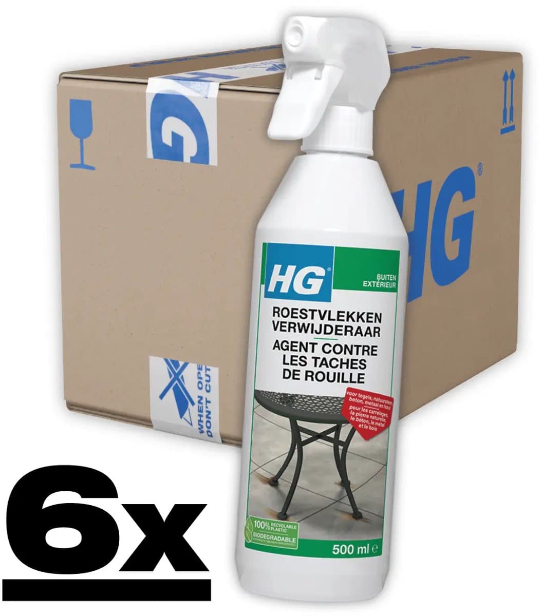 6 x HG - Roestvlekkenverwijderaar Spray - Verwijdert Eenvoudig & Veilig - Zuurvrij - 500 ml - Roestvlekken Verwijderen - Roestverwijderaar - Roestvlekkenreiniger - Roestvlekken Op Tegels - Roestvlekken Op Natuursteen — afbeelding 1