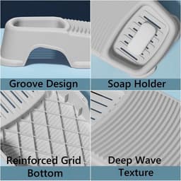 Draagbare plastic wasplank wit 36x20cm – Met antislip ondergrond en houder, handwasplank voor kleding huishoudgebruik — thumbnail 2