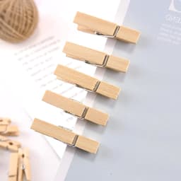 Houten wasknijpers 7cm Vintage: Grote klemmen voor foto's ophangen, 50 stuks met jute koord voor knutselen, bruiloftsdecoratie en doe-het-zelfprojecten — thumbnail 4