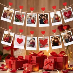 Houten knijpers hart - Mini decoratieclips - Foto's ophangen - Set van 50 stuks - 36 cm lengte - Rood — thumbnail 2