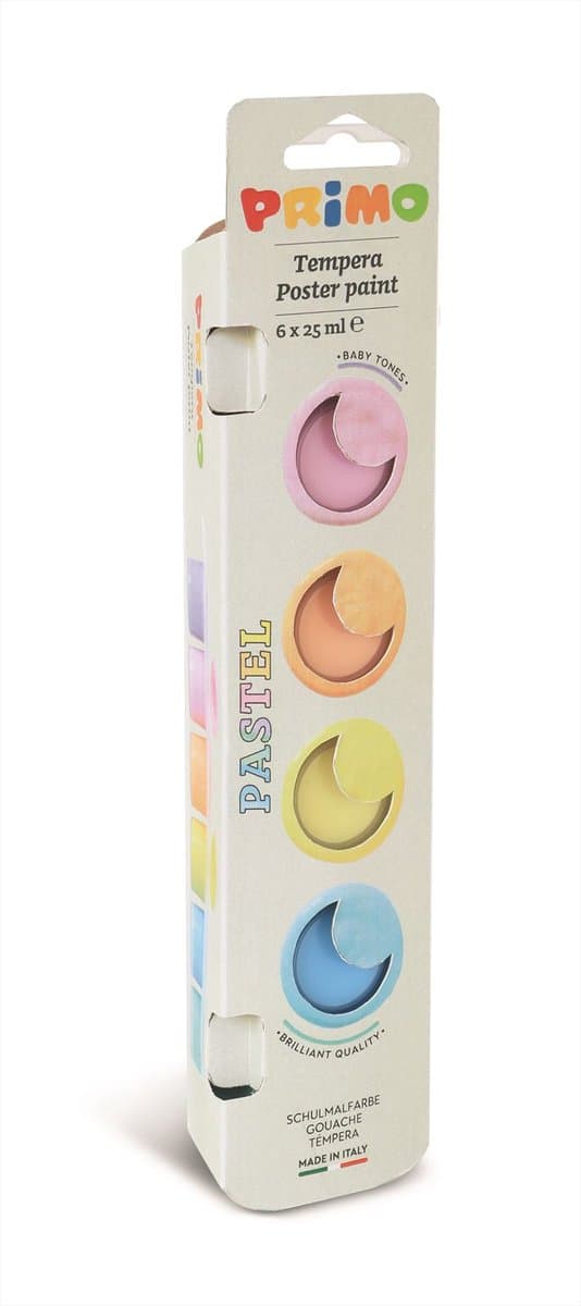 Primo plakkaatverf pastel set - 6 kleuren in potje 25 ml. — afbeelding 1