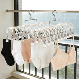 Set van 2 RVS Sokdroogrekken met 40 Clips, Dubbele Rij Kledingknijpers, Windbestendig Vouwdroger voor Sokken, Ondergoed en Handschoenen — thumbnail 5