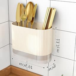 Multifunctionele Droogrek voor Keukenaccessoires, Effectieve Afvoer voor Bestek en Servies, Beige Plastic — thumbnail 5