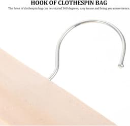 Opbergtas Wasknijpers - Knikkerzakje Huishouden - Wasknijpers Opbergen - Met Draaibare Haak - 32x27CM - Beige — thumbnail 5