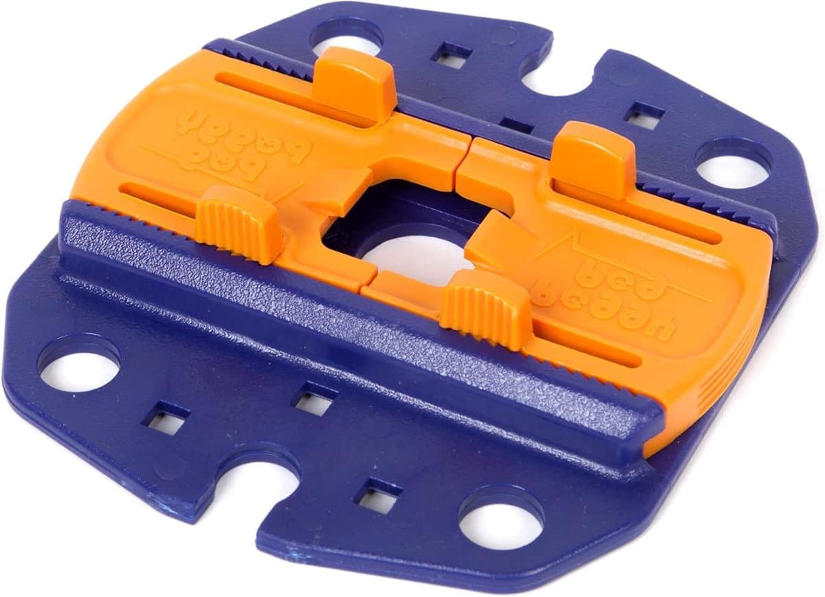 Grondanker Plaat - Steunpoot Houder - Camper Stabiliseren - Voorkomt Verzinken - 21.6 cm Lengte - Blauw Oranje — afbeelding 1