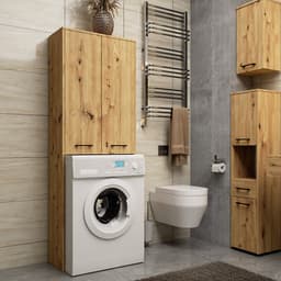 Badkamerkast voor Wasmachine FIN / Hoge Wasmachinekast met 2 Deuren / AKORD Furniture Factory / Artisan Eik / 64 x 180 x 30 cm — thumbnail 3