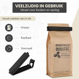 Zakclips Sluitclips Zwart - 20 Stuks voor Vriezer, Zakken en Voedselopslag - 11 cm — thumbnail 2