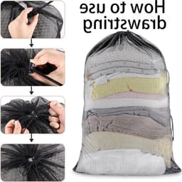 Grote Waszakken voor de Wasmachine - 2 Pack, Herbruikbare Mesh Tas met Trekkoord voor Kleding, Dekbedhoezen en Broeken, 40 x 50/50 x 60 cm — thumbnail 4