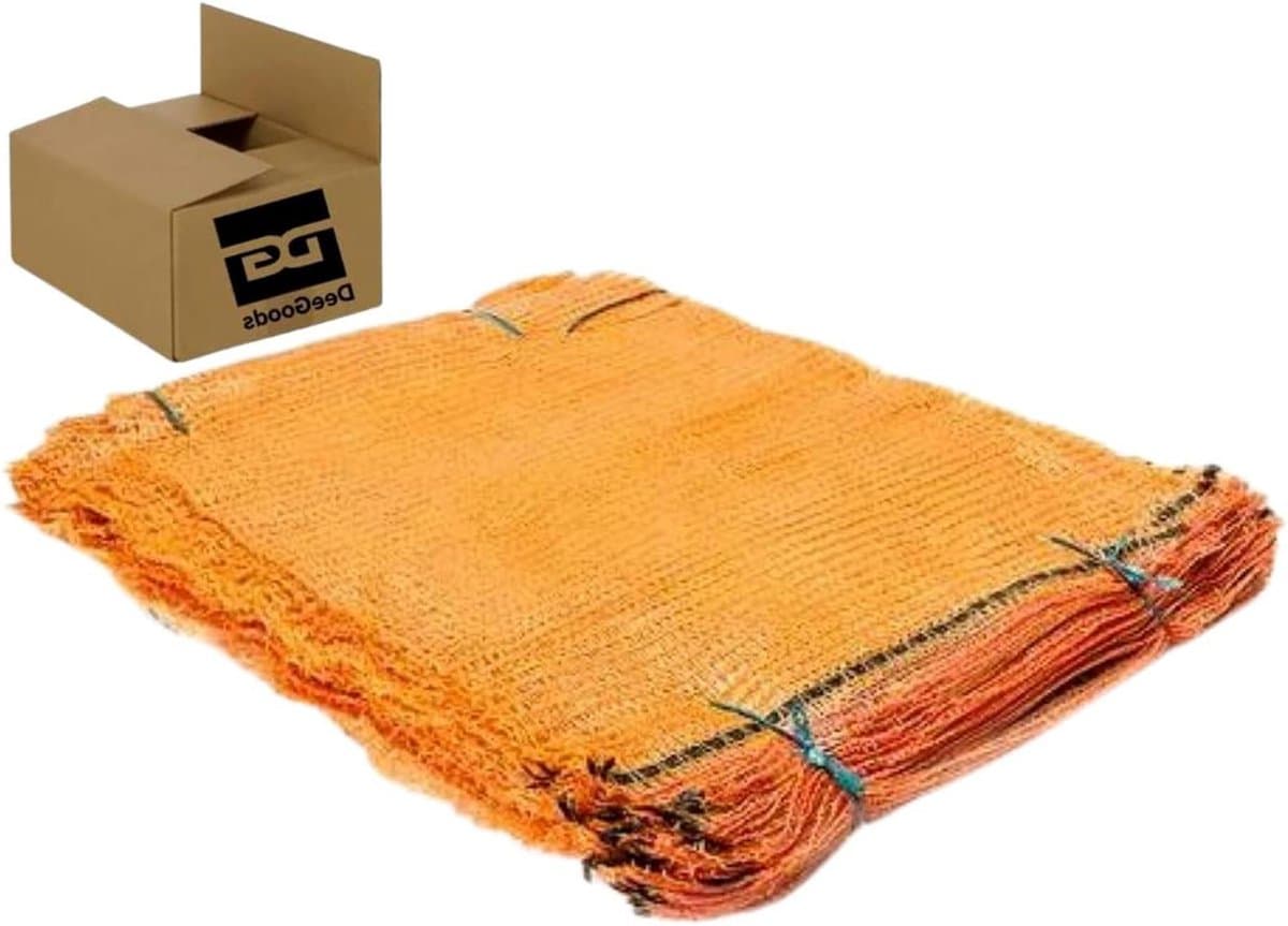Raschelzakken - Netzakken Opbergzakken - Oogst Opslag - Met Trekkoord - 100 stuks 51x80cm - Oranje — afbeelding 1