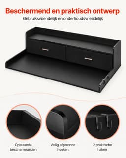 Lifero Wasdroger Werkblad - Aanrecht Wasruimte - Wasmachine Organiseren - Ombouwmeubel Zwart 2 Lades - Afdekplaat Ombouw Droger — thumbnail 3