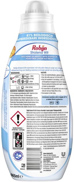 Robijn Klein & Krachtig Wasmiddel Stralend Wit 22 Wasbeurten 665 ml — thumbnail 4