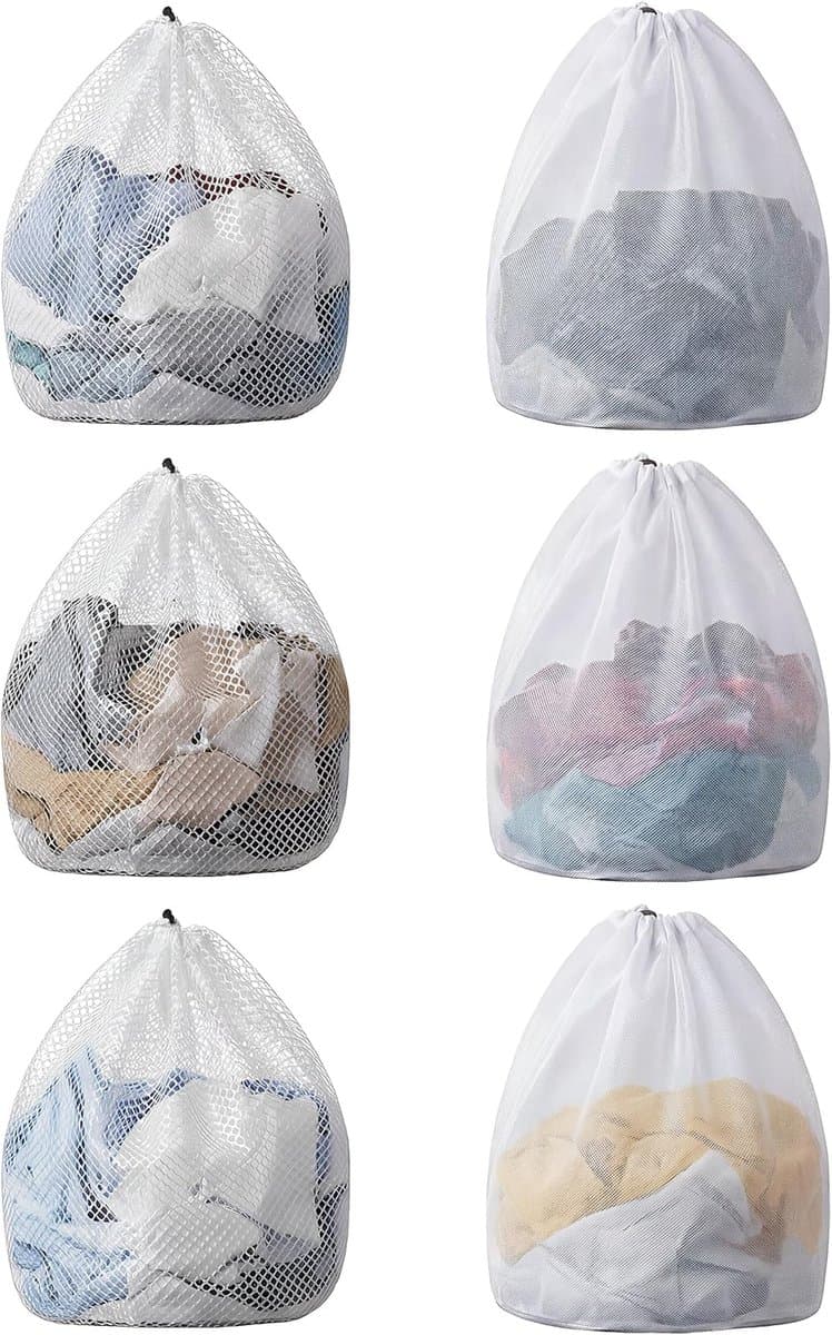 Set van 10 gaaszakjes met trekkoord - Grote nylon waszakken van gaas - Te gebruiken als cadeauzakjes, vaatwaszakjes - Met schuifbaar trekkoord - Geschikt voor keuken, sieraden, huwelijksgeschenken, huishoudelijke artikelen (30 x 40 cm) — afbeelding 1