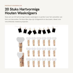Dailygoods- Houten Wasknijpers Groot - 20 Stuks - Stevig - Mini Clips - Decoratie - Licht en Duurzaam - Afmetingen 3,80 x 2,00 x 1,80 cm — thumbnail 5