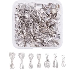 Dailygoods- Kraal 48 Stuks - Knijpsluiting - Hangers - Zilveren Connector - Sieraden Maken - Inclusief Opbergdoos - 8 Stijlen — thumbnail 1
