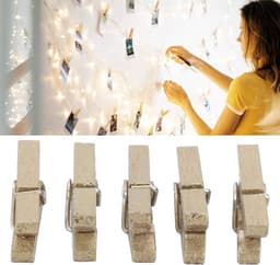Houten Wasknijpers - Mini Clips - Foto's Ophangen - Gladde Afwerking - 300 Stuks - Houtkleur — thumbnail 2