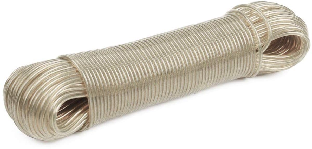 Dailygoods- Waslijn 50 Meter - UV-bestendig - Stabiele Staaldraad - Onderhoudsvriendelijk - Reiswaslijn - Transparant PVC - Wasdraad — afbeelding 1