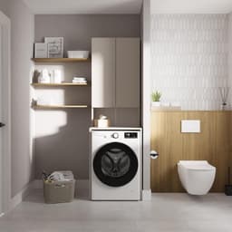 Wasmachinekast - Badkamerkast Hoge kast - Opbergen Wasruimte - Vochtafstotend Krasbestendig - 210 x 65 cm - Beige — thumbnail 3