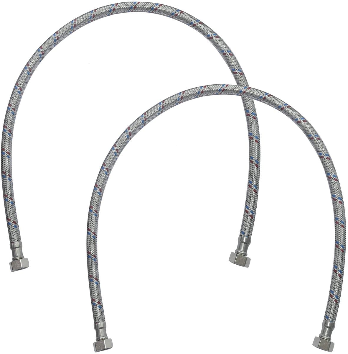 Dailygoods- Aansluitslang Set van 2 - Flexibele Waterslang 800 mm - 3/8" Vrouwelijk - Sanitaire Elementen - Gevlochten Staallaag - Maximale Druk 1 MPa — afbeelding 1