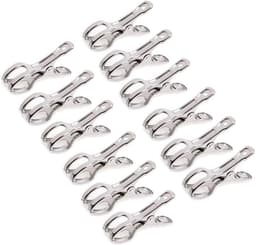 Dailygoods- Handdoekclips Winddicht - Roestvrij Staal - 12 Stuks - 8,5 cm - Geschikt voor Ligstoelen - Grove Opening - Ideaal voor Strand - Strandclips — thumbnail 1