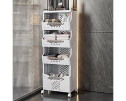 Wasmand Sorteerder - Kleding Opslag - Huishoudelijk Organiseren - Vier Vakken - 41.5 x 29.7 cm - Wit Grijs — afbeelding 1