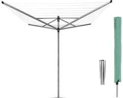 Brabantia Lift-O-Matic Droogmolen - 50 m - met Metalen Grondanker en Beschermhoes - Metallic Grey — afbeelding 1