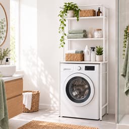 Wasmachine rek - 161x66x40 cm - wit — thumbnail 4