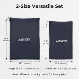 2 Stuks Waszakken voor op reis - 2 maten - waszakken voor vuile was en natte kleding - waterdichte opbergtas met draaggreep - opvouwbare vuilwaszak - voor vakantie, camping, zwembad — thumbnail 4