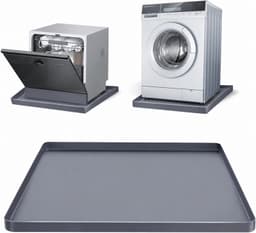 Bobypet - Wasmachine lekbak - Siliconen beschermmat - Waterdicht - Beschermt de vloer tegen lekkage - Voor wasmachine, droger, vaatwasser, koelkast en airco - 60 x 50 x 1,5 cm - Grijs — thumbnail 1